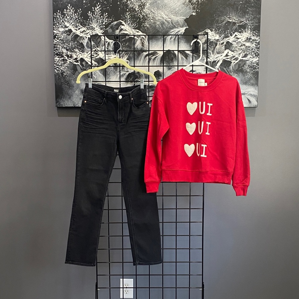 Paige dark wash skinny denim with FREE sweatshirt from Anthropologie